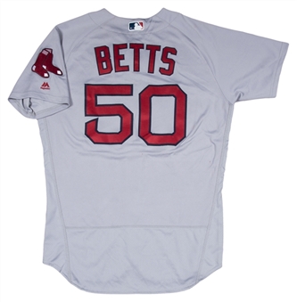 2016 Mookie Betts Game Used Boston Red Sox Road Jersey Used on 8/16/16 - 2 Home Runs! (MLB Authenticated)
